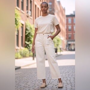 NWT Liverpool LA Stride high-rise wide-leg crop jeans bone white Size 16